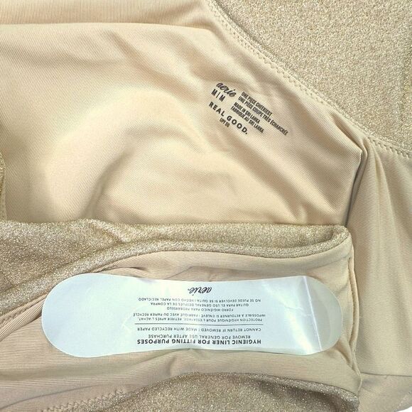 aerie Real Good UPF 50 One Piece Cheekiest Swimsuit - Size Medium - Gold - Picture 4 of 5